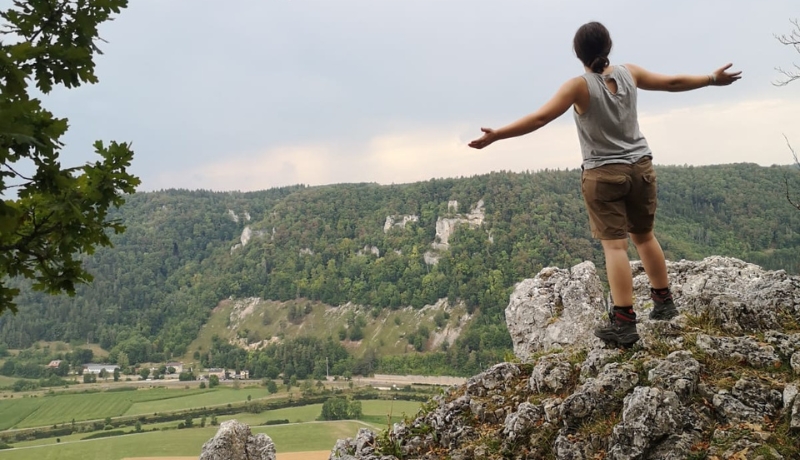 Standing on a rock